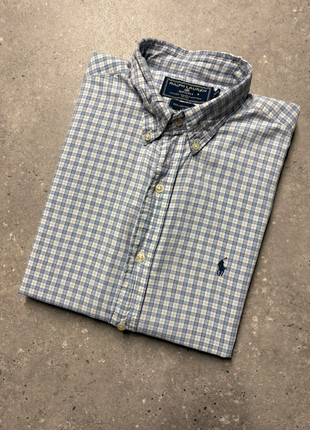 Chemisette Ralph Lauren sport carreaux bleu blanc brodé button down shirt coton tiles L CHRL01-17, marke: Ralph Lauren Sport, zustand: Sehr gut, größe: L, 17,90 €, 19,50 € beinhaltet Vinted-Käuferschutz Pro