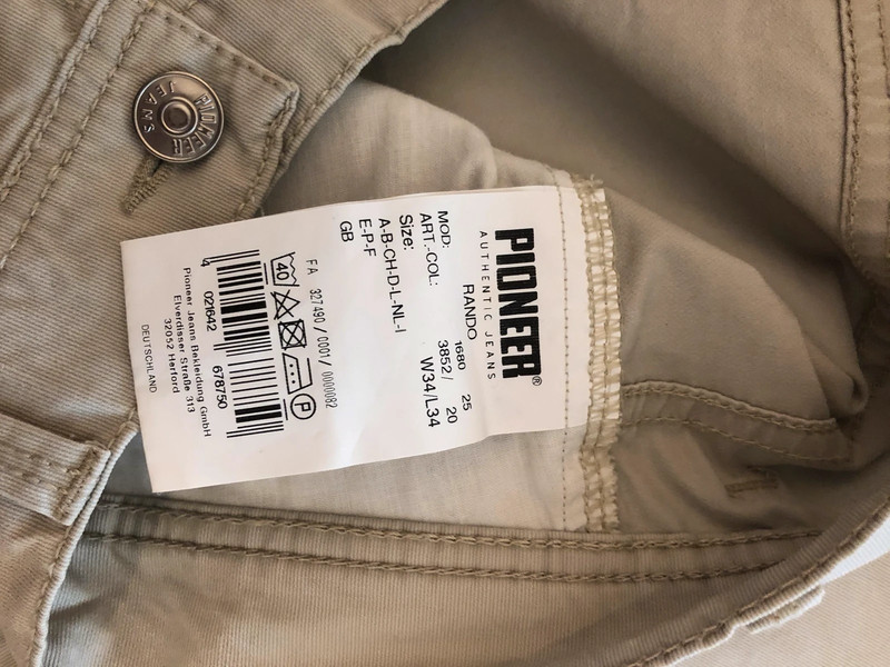 Pantalon homme toile beige W34 L34 marque Pioneer