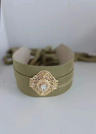 nouvelle ceinture neuve e pour Caftan takchita Avec broche intégrée vert pistache et dorée, condition: Very good, size: Adjustable, €20.00, €21.70 includes Buyer Protection