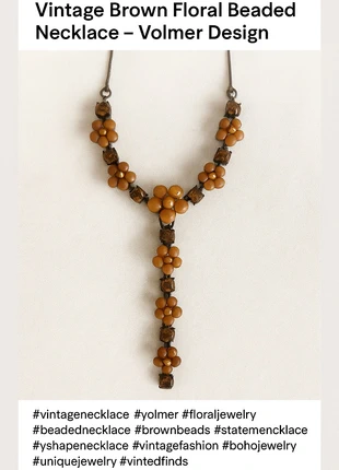 Vintage Brown Floral Beaded Necklace – Volmer Design, condition: Very good, €5.00, €5.95 includes Buyer Protection