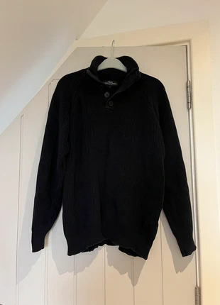 Next Men's Navy Ribbed Knit Jumper with Elbow Patches - Size L, brand: Next, condition: Very good, size: L, £8.00, £9.10 includes Buyer Protection