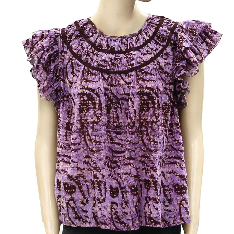 Ulla Johnson Amai Blouse Top Cotton Lavender Floral Printed Resort S New 229408 2