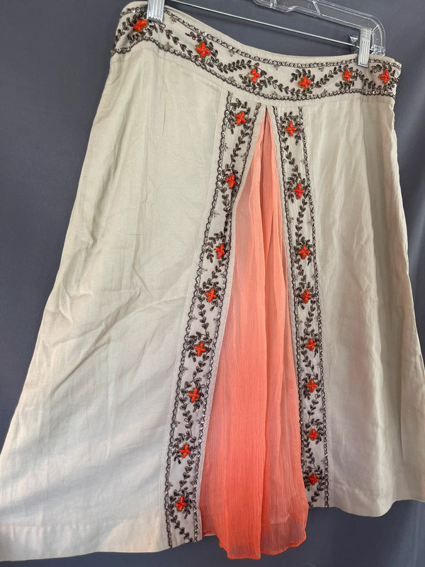 NWT Anthropologie odille size 8 tan coral beaded skirt 5