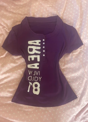 button up t shirt 2000s style vintage aero writing purple y2k fashion fitted shirt, brand: y2k, condition: New without tags, size: S / 8, £18.00, £19.60 includes Buyer Protection