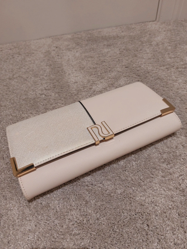 River Island cream and gold clutch bag