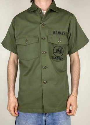 Chemise / shirt militaire armée US Army manche courte green olive / OG 507 Seabees / 1980 - M, merk: U.S. ARMY, staat: Heel goed, maat: M, € 35,00, € 37,45 inclusief Kopersbescherming Pro