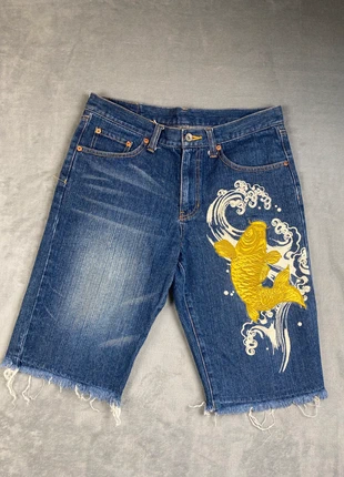 short japonaise Karakuri Tamashi carp Denim Y2K Streetwear Archive Souvenir Pièce Années 2000, brand: Tamashii, condizioni: Ottime, taglia: M, €79.99, €84.69 include la Protezione acquisti