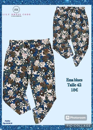 💙 Pantalon bleu à imprimé fleuri – Ema Blues – Taille 42 SOLDÉ -30% 💙, marke: Ema blues, zustand: Sehr gut, größe: XL / 42 / 14, 12,60 €, 13,93 € beinhaltet Vinted-Käuferschutz Pro