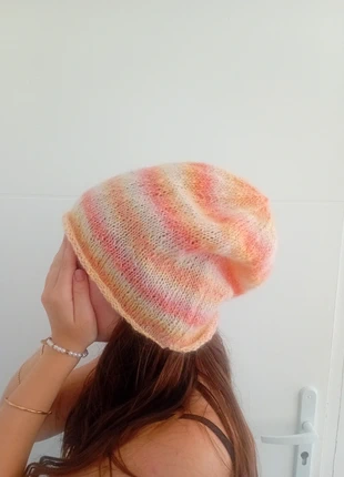 Bonnet slouchy rasta en jersey rayé orange et jaune tricoté main, marke: Fait Main, zustand: Neu, größe: XL, 10,00 €, 11,20 € inklusive Vinted-Käuferschutz