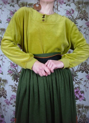 top ou sweat en velours ras de couleur vers anis vintage années 80, brand: Vintage Dressing, condition: Very good, size: M / 38 / 10, €29.00, €31.15 includes Buyer Protection Pro