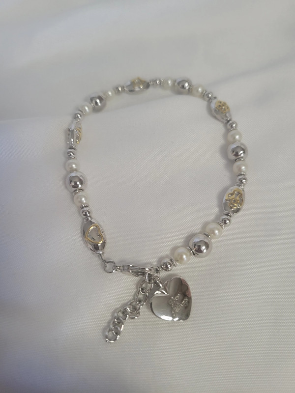 Womens 'Love Always' Silver & Gold Single Heart Charm Bracelet 4