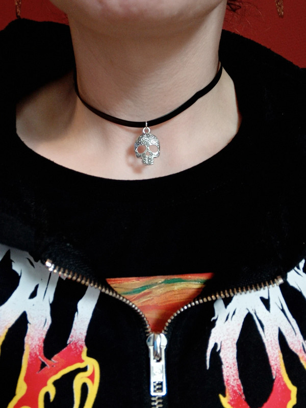 Emo / Punk / Rock / Goth / Alternativ / Halloween / Day of The Dead - Skull Choker Necklace 1