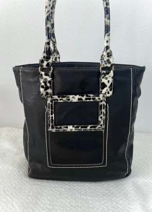 Sac à Main Tote Bag Fourre-Tout Noir Lanière Léopard Femme Cuir Synthétique Vintage Y2k, marque: Vintage Dressing, état: Très bon état, 17,00 €, 18,55 € Protection acheteurs incluse