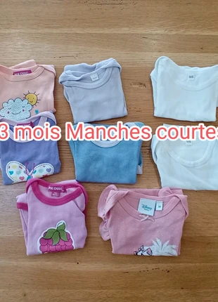 Lot 8 bodies filles manches courtes MC 3 mois, brand: Disney, condition: Very good, size: 3-6 months / 62 cm, €5.00, €5.95 includes Buyer Protection