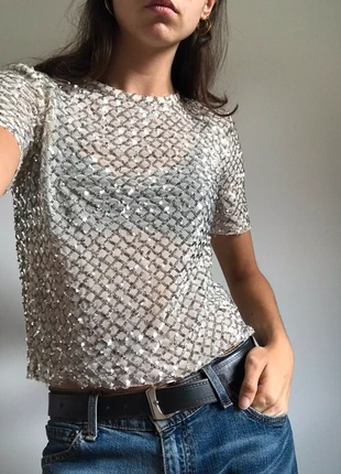 Sparkly classy cropt pinterest transparent baby tee, marque: Vintage Dressing, état: Très bon état, taille: S / 36 / 8, 19,99 €, 21,69 € Protection acheteurs incluse