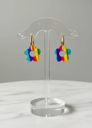 Créoles Fleuries Multicolores • Acier Inoxydable Doré • Neuf, merk: Boutique indépendante, staat: Nieuw zonder prijskaartje, € 10,00, € 11,20 inclusief Kopersbescherming