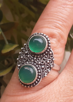 Jolie bague pierre naturelle Chrysoprase, estado: Muito bom, tamanho: 17,7 mm Ø / 16, €7.99, €9.09 inclui Proteção do Comprador