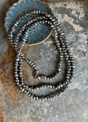 Grey faux pearl glass bead necklace., condition: Very good, £13.00, £14.35 includes Buyer Protection