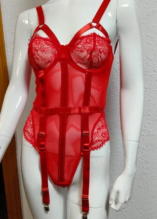 Bodie de malla y encaje rojo con liguero, marque: Ero tic, état: Neuf sans étiquette, 13,95 €, 15,35 € Protection acheteurs incluse