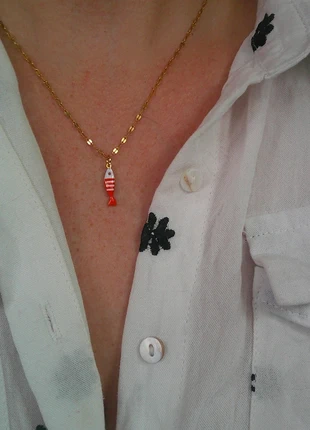 Collier petit poisson orange 🌟🐠 clown 🌟 acier inoxydable doré réglable, condizioni: Ottime, €8.00, €9.10 include la Protezione acquisti Pro