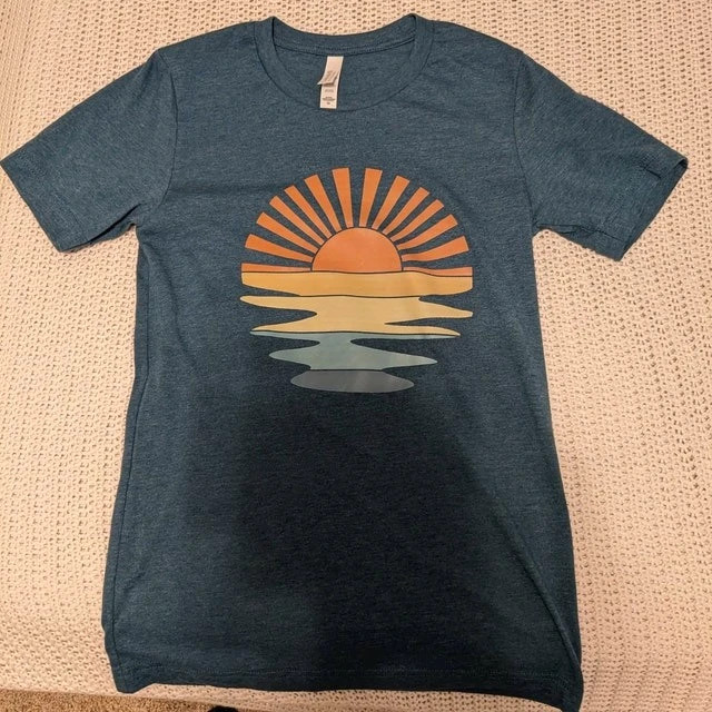 Sunset Rays Wavy Shirt, Sun Shirt, Retro Sunshine Shirt,