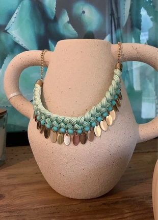 Collier vert d’eau tressé , estado: Muito bom, €5.00, €5.95 inclui Proteção do Comprador