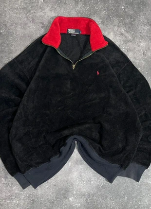 Sweat Polaire Ralph Lauren Oversize – Noir/Rouge – Taille L, marca: Ralph Lauren, estado: Muito bom, tamanho: L, €55.00, €58.45 inclui Proteção do Comprador