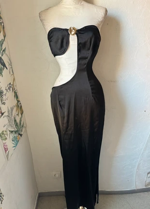 Robe de soirée sexy en satin noir neuve, brand: ASOS, condition: New with tags, size: M / 38 / 10, €12.00, €13.30 includes Buyer Protection