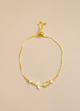 Bracelet doré en fleurs et zircon, condition: New without tags, €12.00, €13.30 includes Buyer Protection