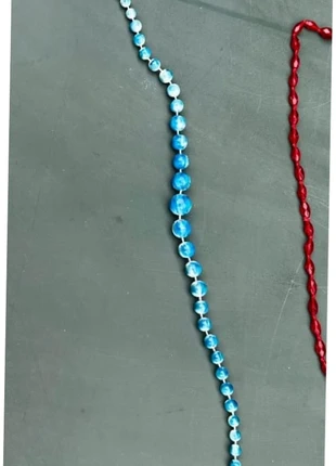 Collier perles bleues effet marbré vintage femme élégante, brand: Fantaisie, condition: New without tags, €1.00, €1.75 includes Buyer Protection