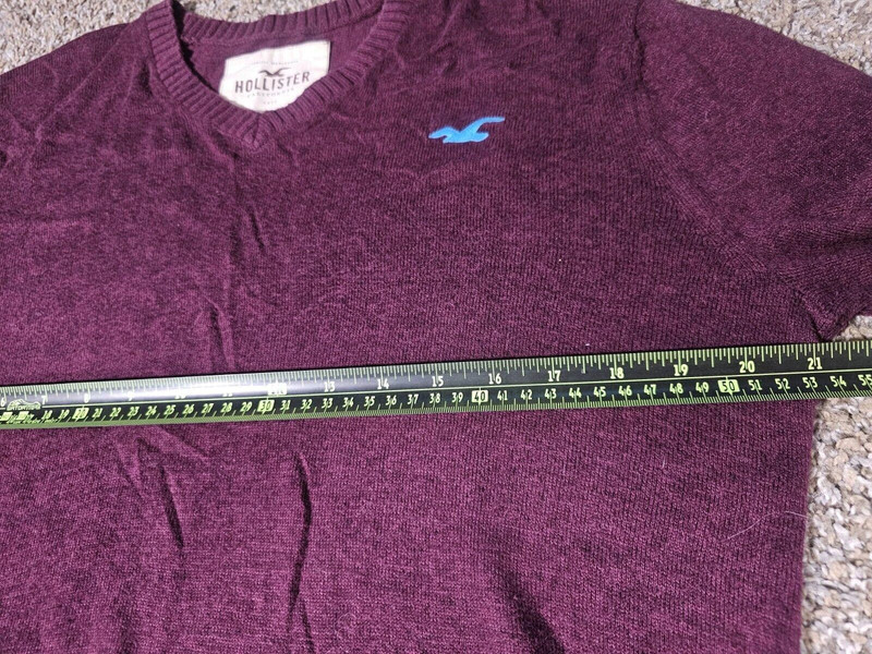 Hollister V Neck Purple Red Blue Logo Sweater Mens S Viscose 5