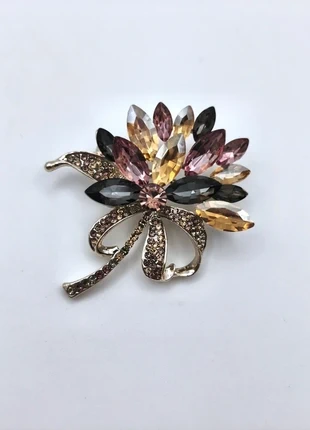 Broche fantaisie multicolore avec strass rose violet et jaune ADSB1, brand: Vintage Chic, condition: Very good, €8.00, €9.10 includes Buyer Protection Pro