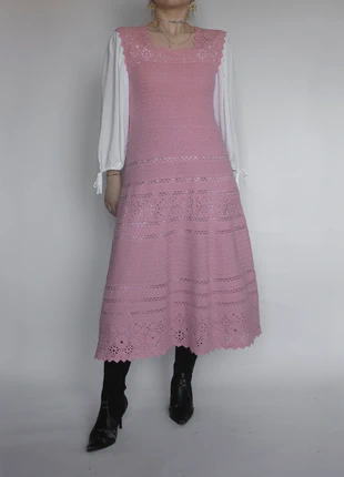 handmade midi Träger Overall Kleid Häkel Strick, merk: COQUETTE, staat: Heel goed, maat: S / 36 / 8, € 85,00, € 89,95 inclusief Kopersbescherming