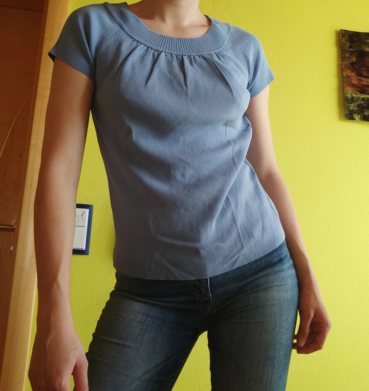 Top T-shirt Oberteil Kurzarm blau stretchy Ann Loft - Vinted