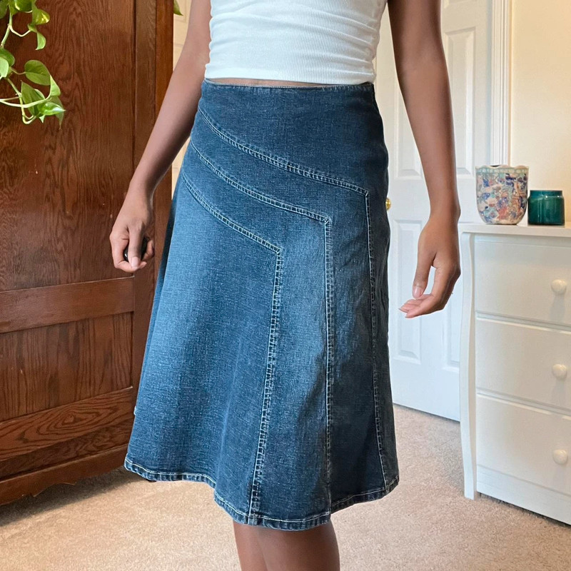 Vintage y2k denim midi skirt 3