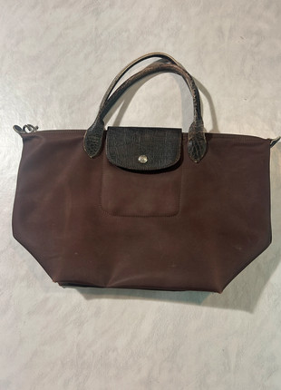 Sac Longchamp marron - Anses effet croco, marque: Longchamp, état: Bon état, 30,00 €, 32,20 € Protection acheteurs incluse