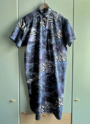 Chemisier cotton blue black white Vintage, marque: Vintage, état: Bon état, taille: XXXL / 46 / 18, 20,00 €, 21,70 € Protection acheteurs incluse