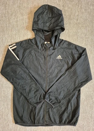 Adidas Jacket Kids Large (Estimated Age 13–14) Black Hooded Windbreaker, brand: adidas, condition: Satisfactory, size: 13 years / 158 cm, £2.45, £2.95 includes Buyer Protection