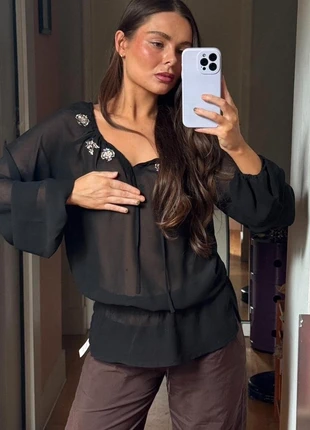 90’s / 00’s Vintage Boho Sheer Slouchy Long Sleeve Blouse with Embroidery Details, brand: Specchio, condition: Very good, size: S / UK 8-10, £29.00, £31.15 includes Buyer Protection