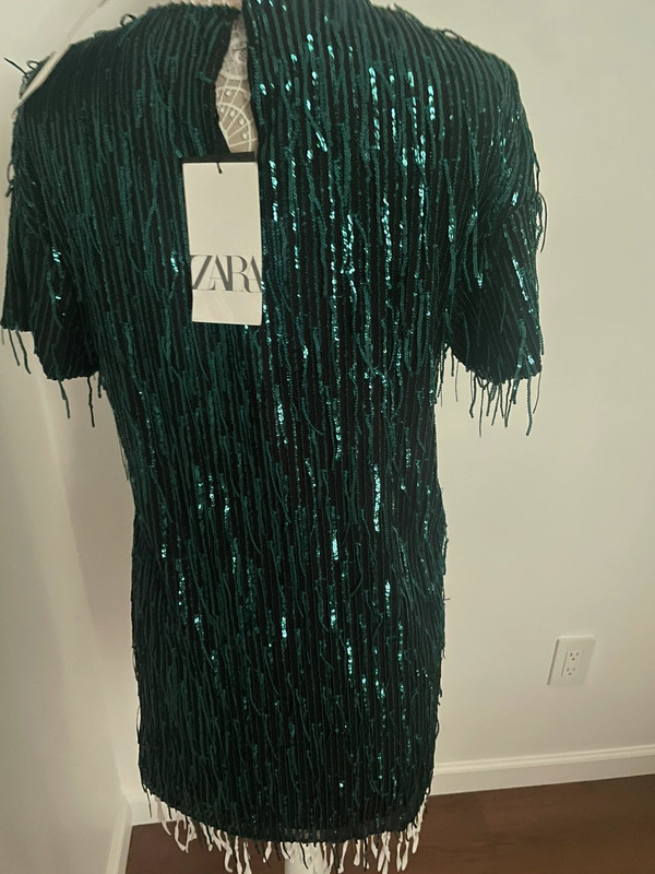 New Zara green sequins oversized dress sz xsmall 2