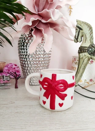 Wunderschöne Tasse Becher cup mug Weihnachten Schleife, brand: NO LABEL, condizioni: Ottime, €11.00, €12.25 include la Protezione acquisti