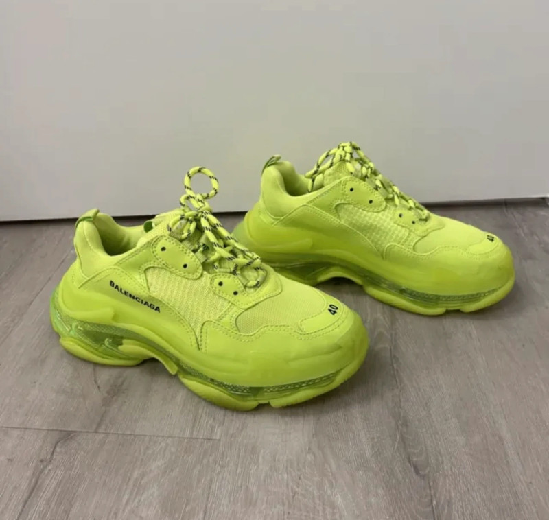 Balenciaga Triple S Clear Sole Sneaker Neon Yellow Green 40