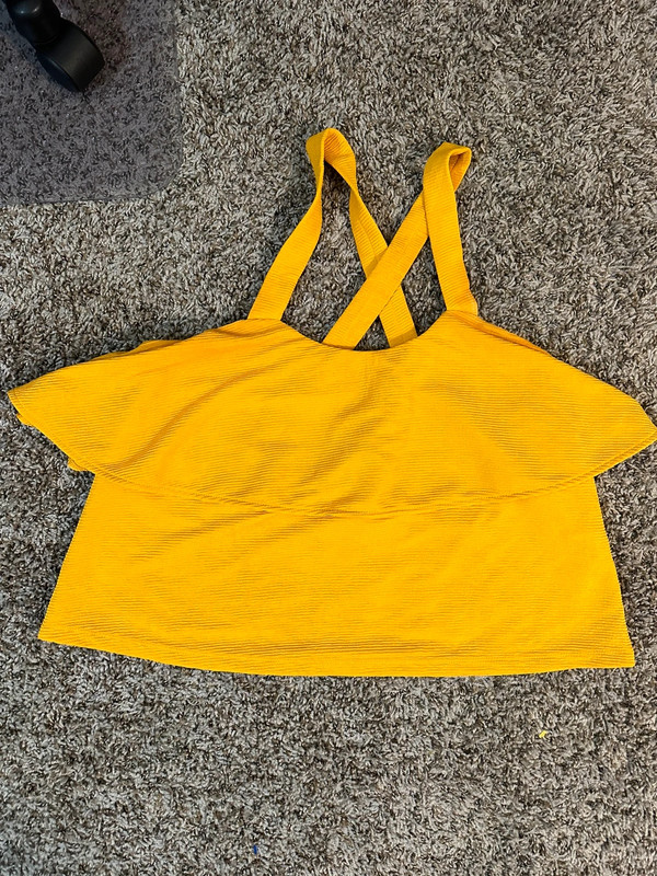 Madewell Yellow Criss Cross Ruffle Tank Top Size L 1