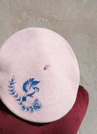 Béret rose, édition limitée, motif oiseau, marque française, brand: Le Beret français, condition: New with tags, size: One size, €27.40, €29.47 includes Buyer Protection