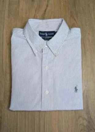 Chemise manches longues Ralph Lauren rayée Gris et Blanc logo anthracite | Taille XXL, brand: Ralph Lauren, condition: Very good, size: XXL, €24.00, €25.90 includes Buyer Protection Pro