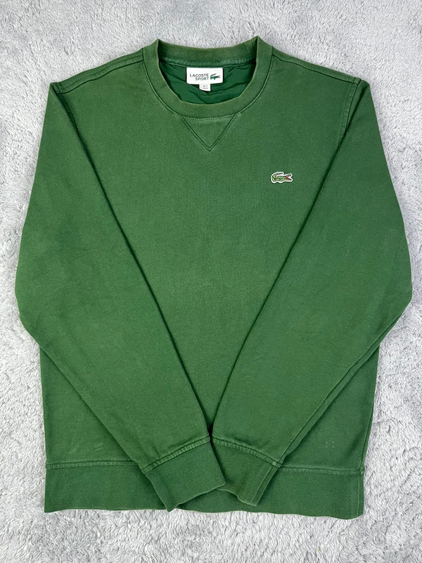 Pull / sweat / sweater / crewneck / felpa / Maglione Lacoste vert logo brodé croco- taille S🐊 5