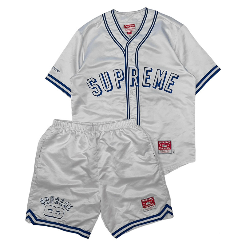 Supreme 2023 Mitchell & Ness Baseball Basketball Jersey & Shorts Satin Set  Small