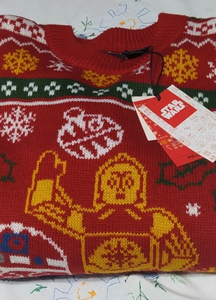 Pull & Bear by Star Wars, maglione unisex con motivi natalizi, colore rosso taglia xs, merk: Pull & Bear, staat: Nieuw met prijskaartje, maat: XS / 34 / 6, € 15,00, € 16,45 inclusief Kopersbescherming