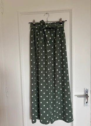 Pantalon fluide vert menthe à pois – Stradivarius – Taille S, marca: Stradivarius, estado: Muito bom, tamanho: S / 36 / 8, €15.00, €16.45 inclui Proteção do Comprador