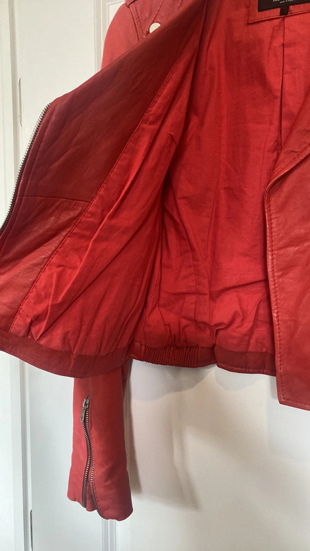 Zara red genuine leather jacket 2